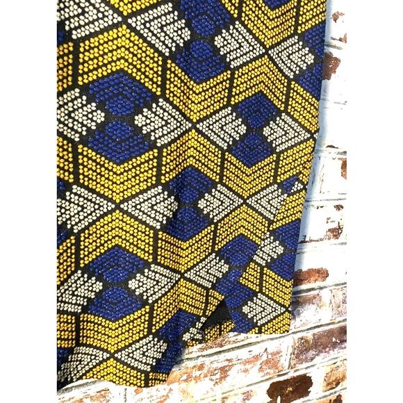 Anthropologie Maeve Kanara Cotton Knit Faux Wrap Geometric Print Pencil Skirt - Picture 7 of 13